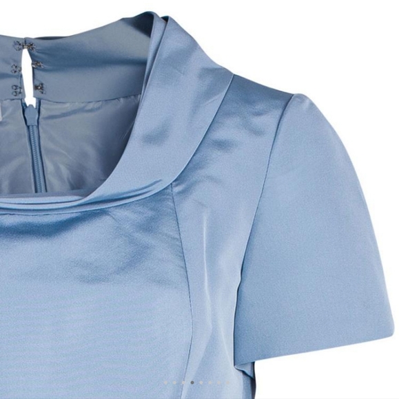 Oscar de la Renta, light blue midi sheath dress, silk, size 4 - Picture 3 of 7